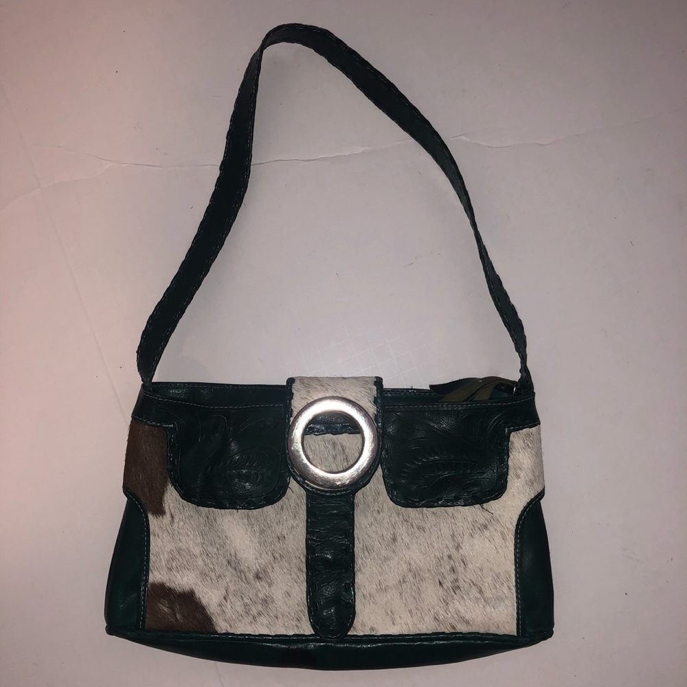 Leathers in leather cow hide ladies purse handbag shoulder bag